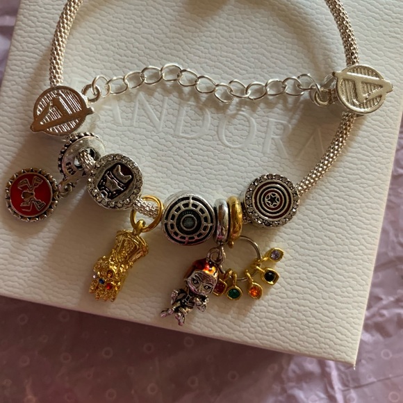 Pandora Moments Mesh Bracelet w/ NEW Marvel Themed Charms Bracelet - Picture 4 of 16